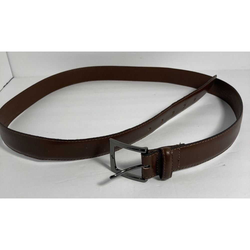 Claiborne Leather Belt Mens 42 Brown Gunmetal Buckle Handcrafted USA Classic
